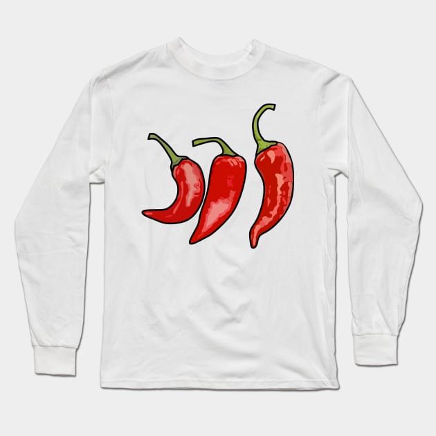 Chilli cartoon illustration Long Sleeve T-Shirt by Miss Cartoon